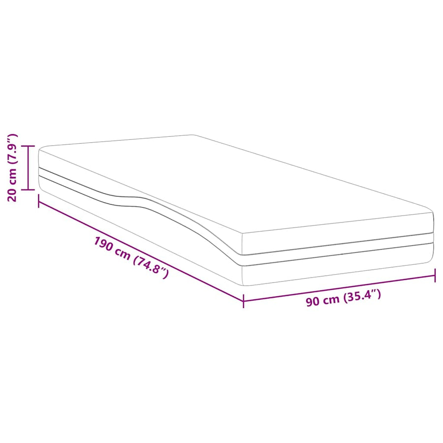 Matrassen Wit, Grijs 90 x 190 cm 100% polyester jacquard stof