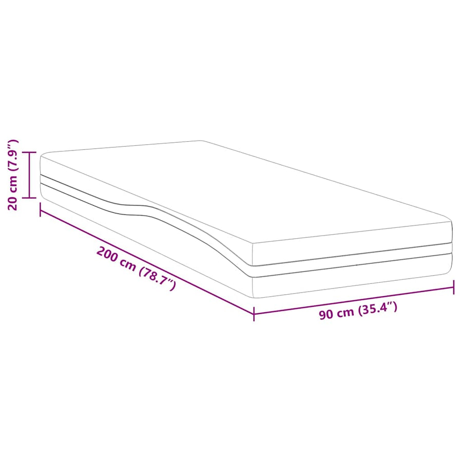Matrassen Wit, Grijs 90 x 200 cm 100% polyester jacquard stof