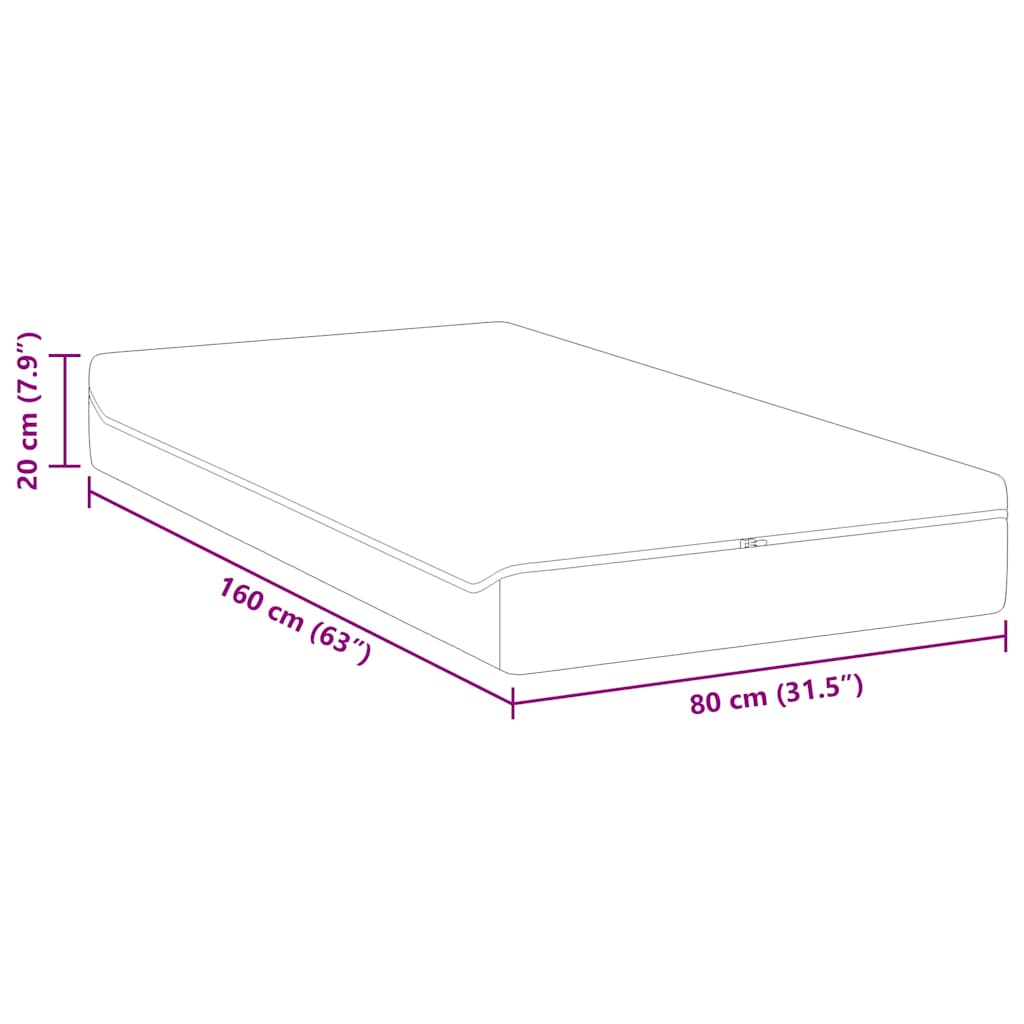 Matrassen Wit, Grijs 80 x 160 cm 100% polyester jacquard stof