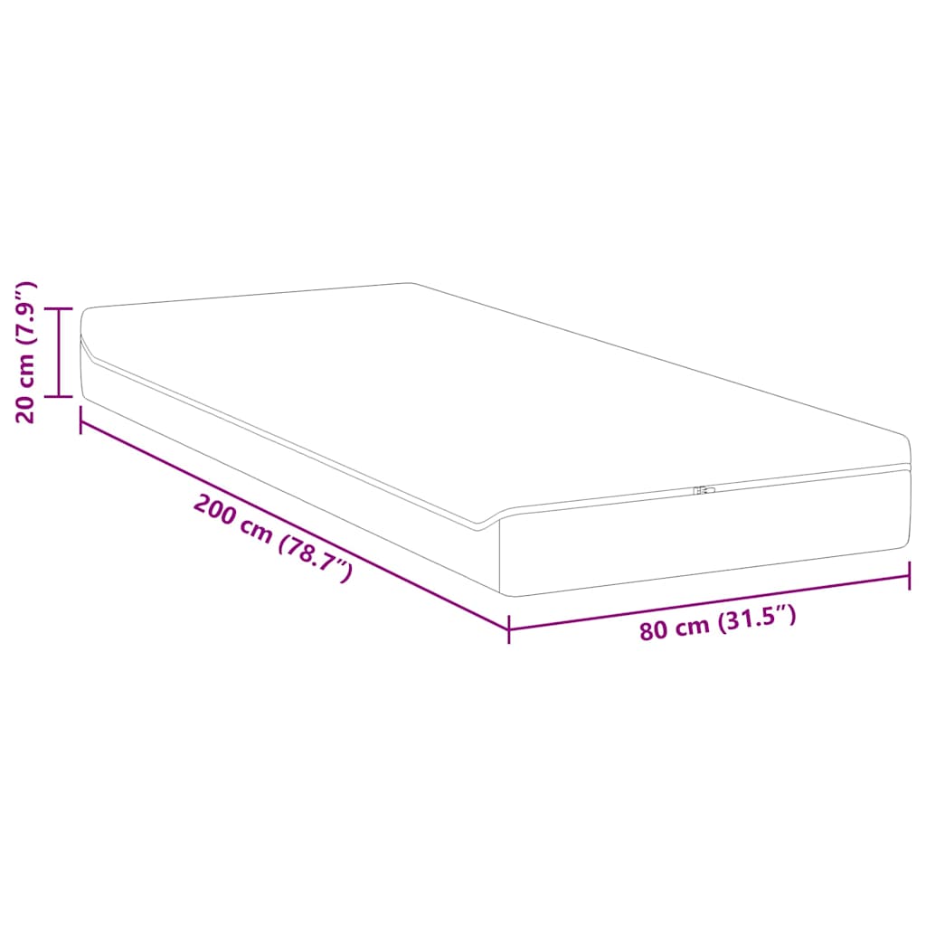 Matrassen Wit, Grijs 80 x 200 cm 100% polyester jacquard stof