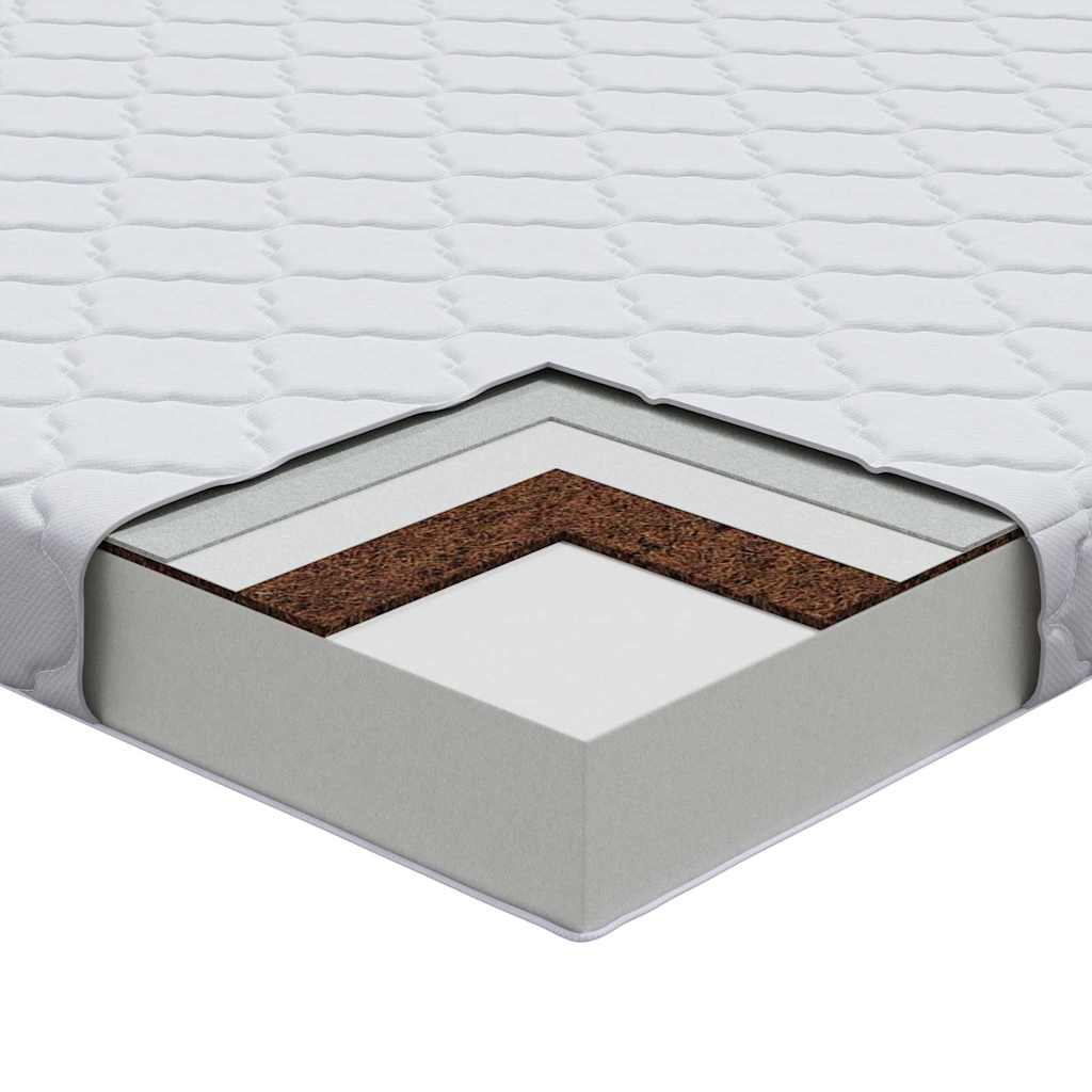Matras Met Kokoslaag Wit 160 X 80 Cm Pu Schuim