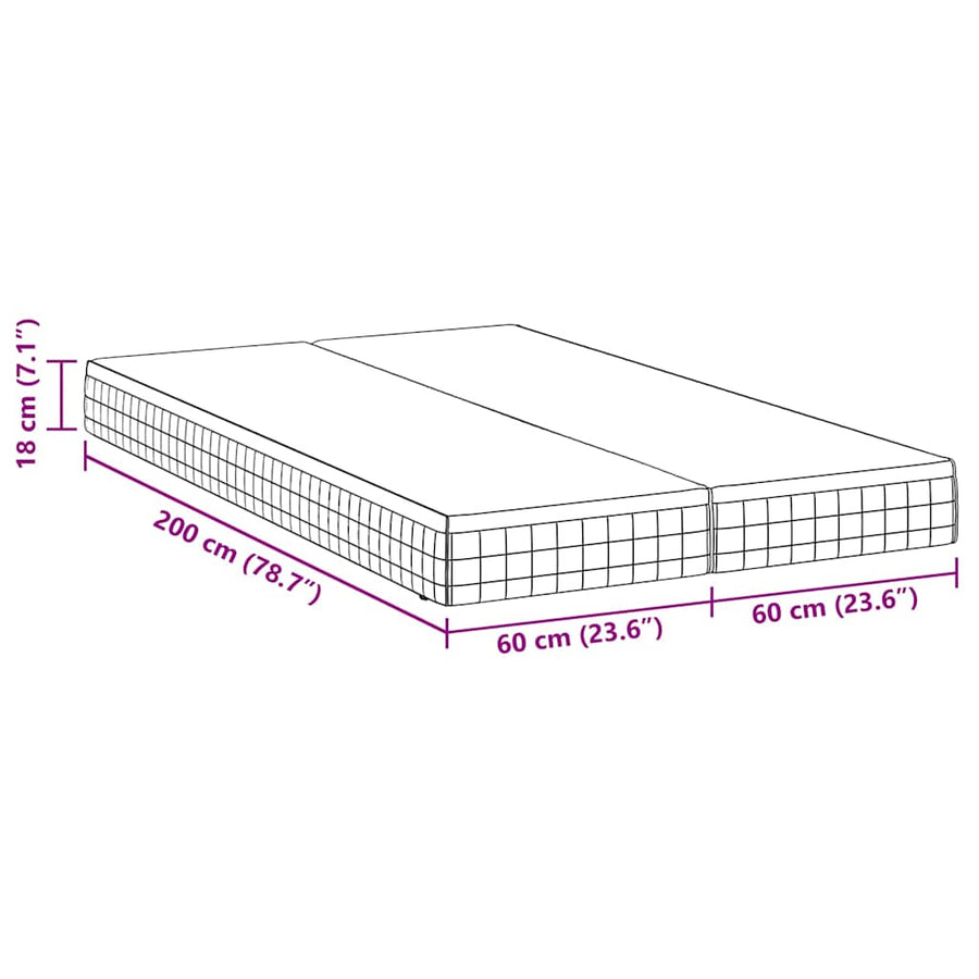 Matrassen 2 pcs Wit, Grijs 60 x 200 cm Gebreide stof