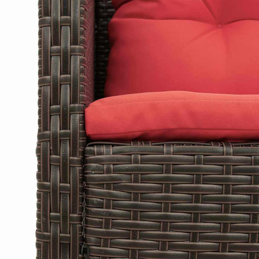 Tuinbankenset met kussen 6 pcs Bruin en Rood poly rattan