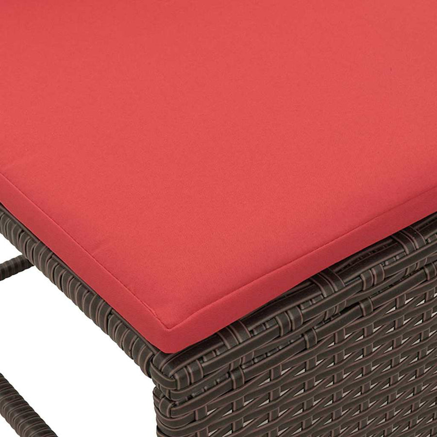Tuinbankenset met kussen 6 pcs Bruin en Rood poly rattan
