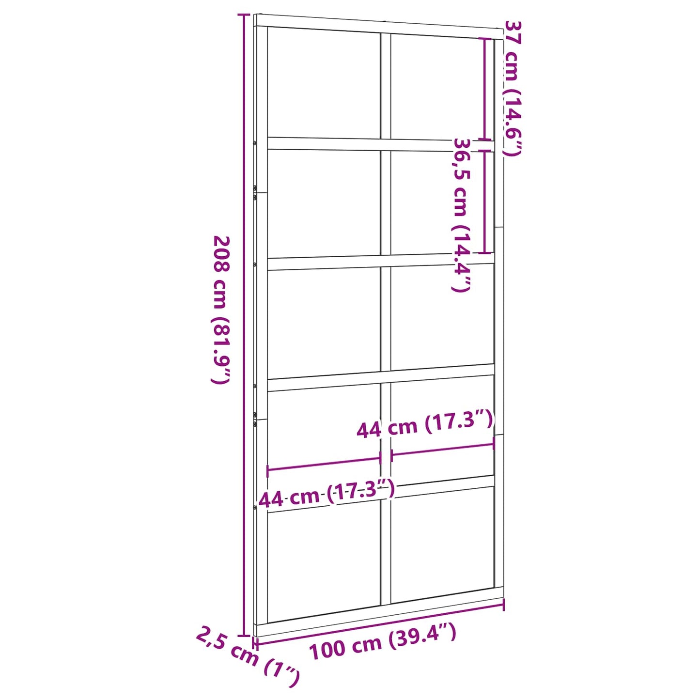 Schuifdeur Wasbruin 100 x 208 cm Massief grenenhout