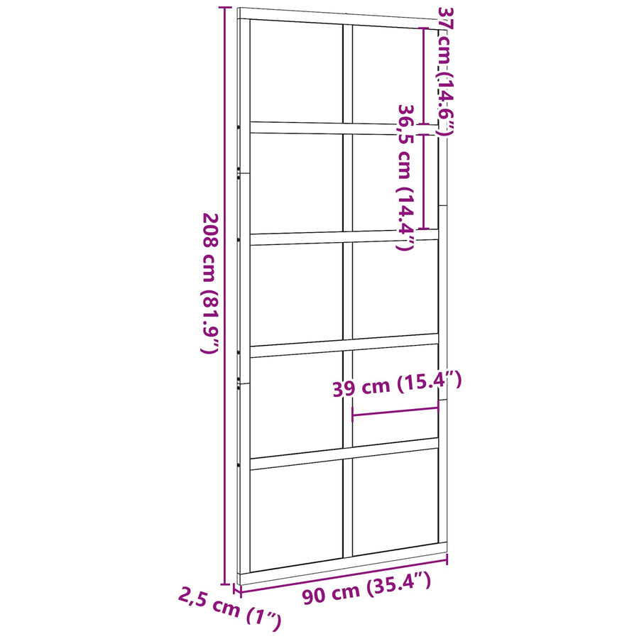 Schuifdeur Wasbruin 90 x 208 cm Massief grenenhout