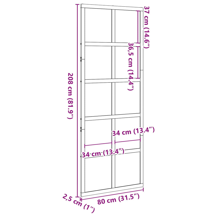 Schuifdeur Wasbruin 80 x 208 cm Massief grenenhout