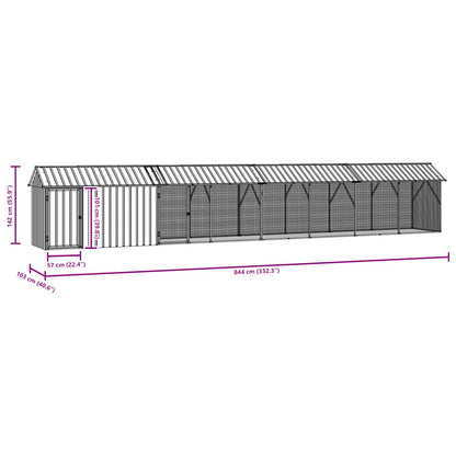 Vogelkooi Antraciet 844 X 103 X 142 Cm Gegalvaniseerd Staal 112 x 838 x 141 cm