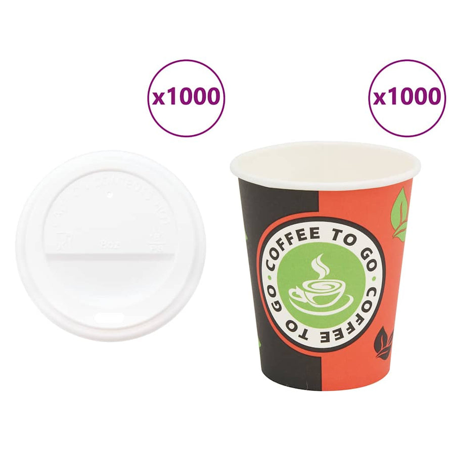 Papieren koffiekopjes met deksel 1000 st 8oz 240 ml