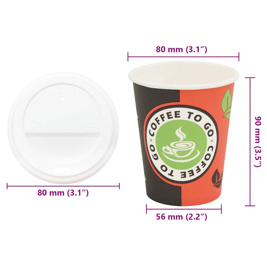 Papieren koffiekopjes met deksel 1000 st 8oz 240 ml