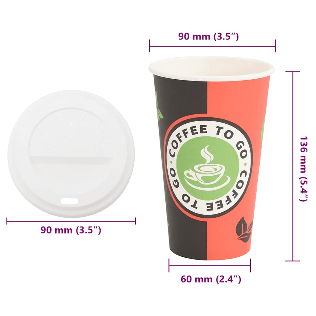 Papieren koffiekopjes met deksel 1000 st 16oz 400 ml