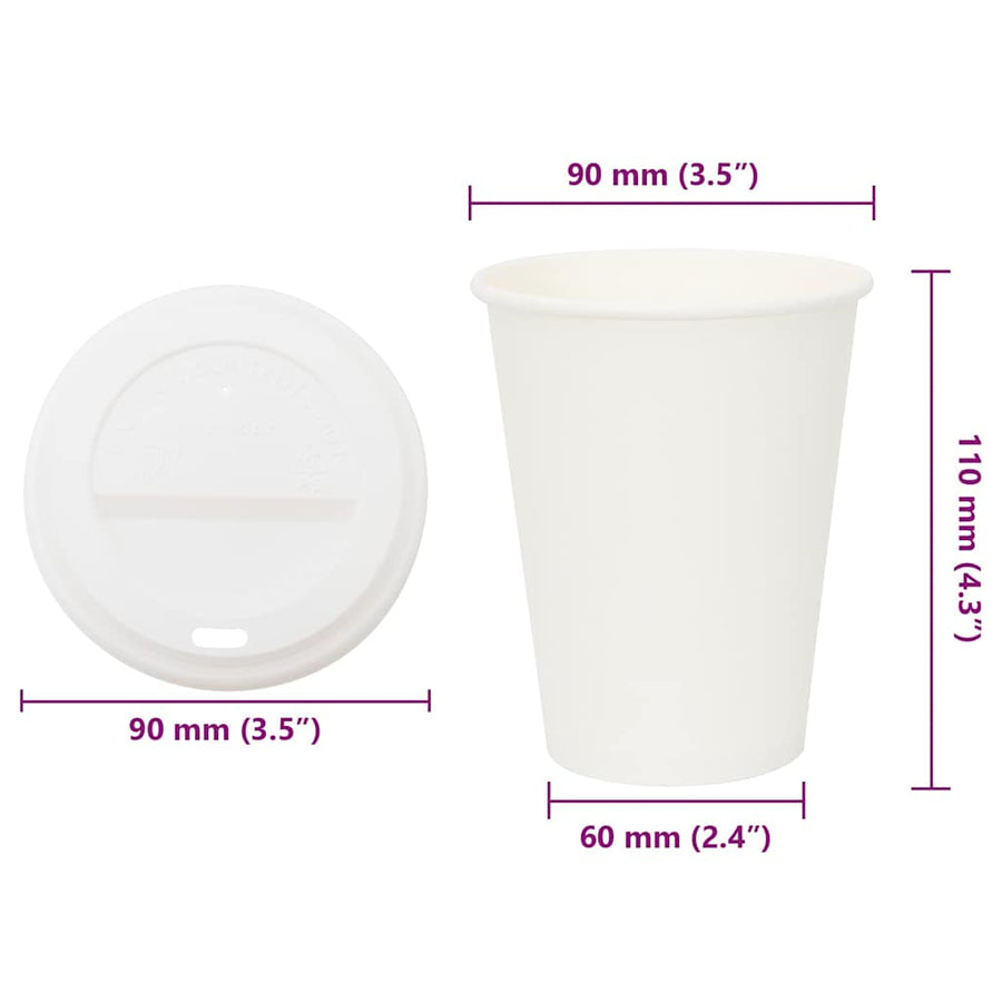 Papieren koffiekopjes met deksel 1000 st 12oz 300 ml