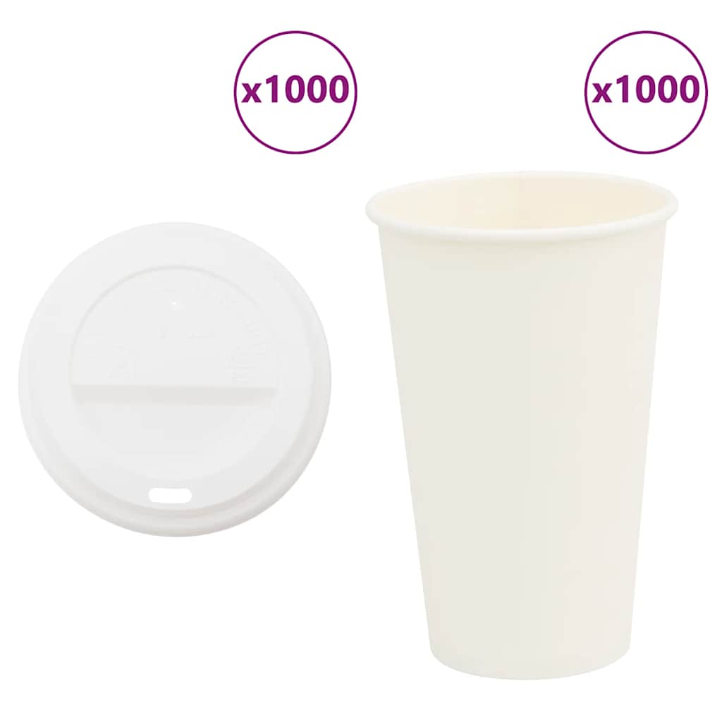 Papieren koffiekopjes met deksel 1000 st 16oz 400 ml