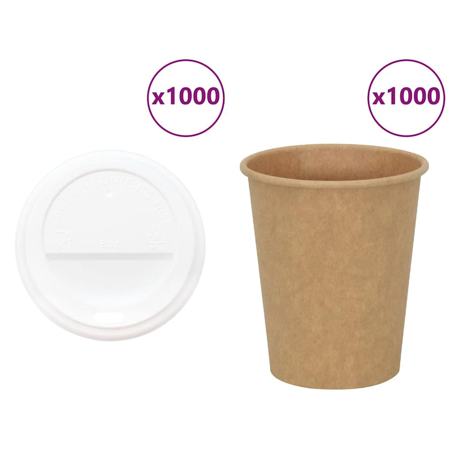 Papieren koffiekopjes met deksel 1000 st 8oz 200 ml