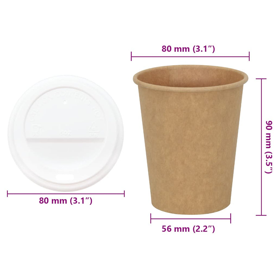 Papieren koffiekopjes met deksel 1000 st 8oz 200 ml