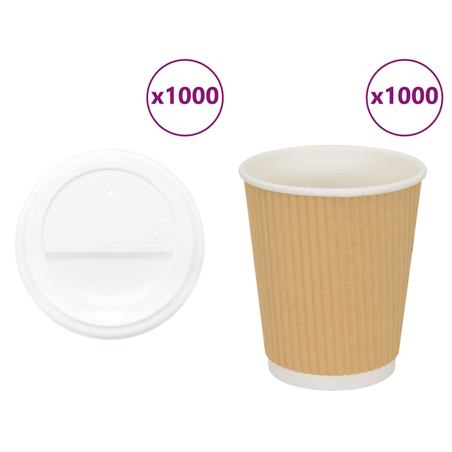 Papieren koffiekopjes met deksel 1000 st 8oz 200 ml