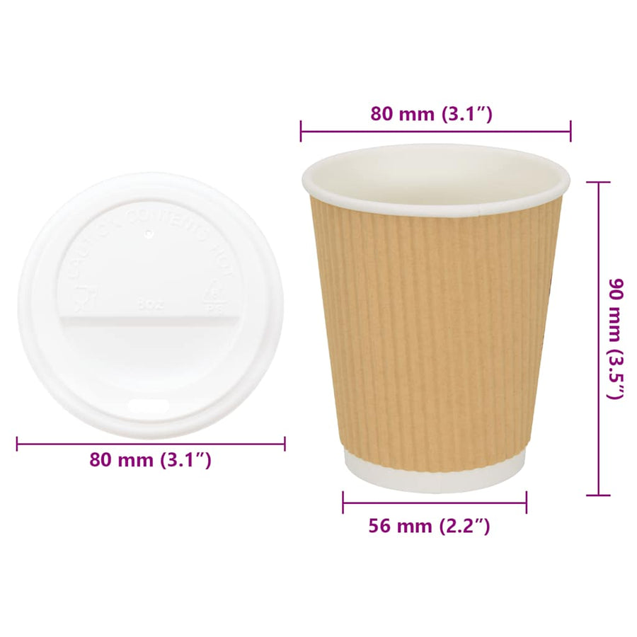 Papieren koffiekopjes met deksel 1000 st 8oz 200 ml