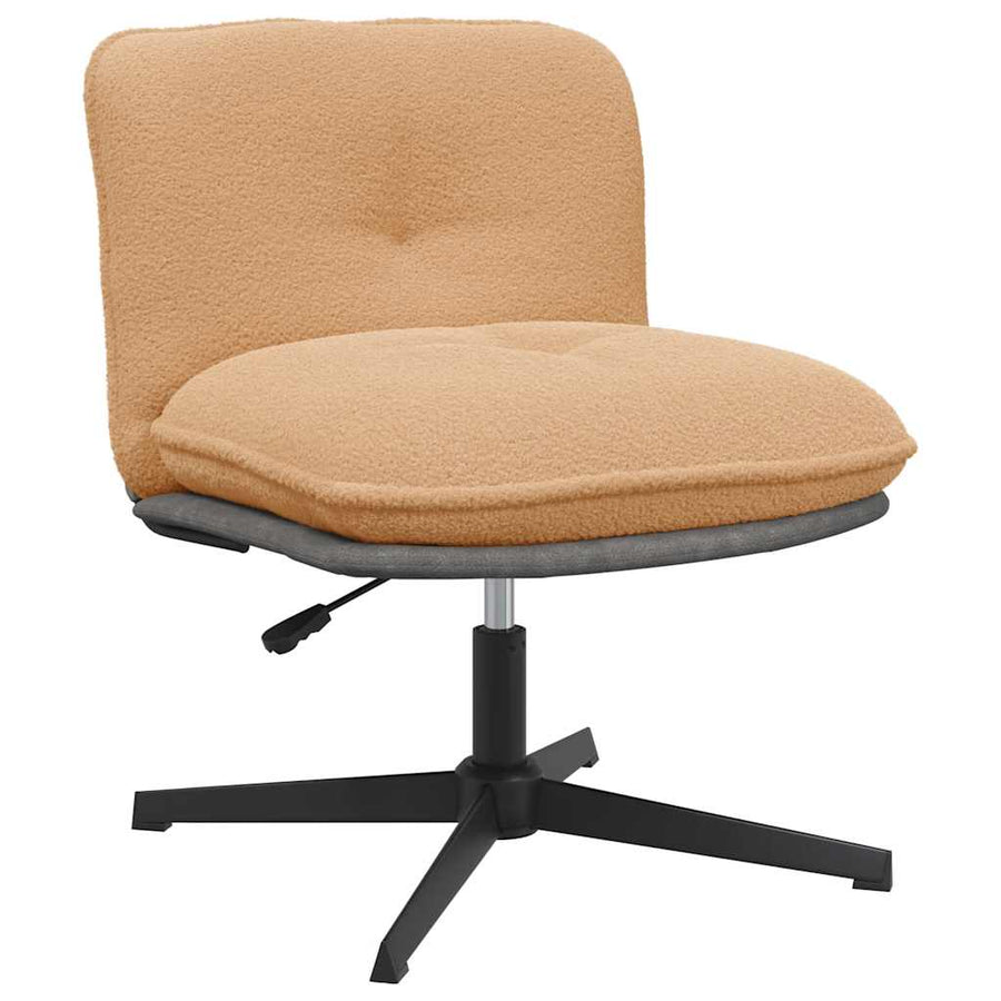 Bureaustoel beige gekrulde wolachtige stof
