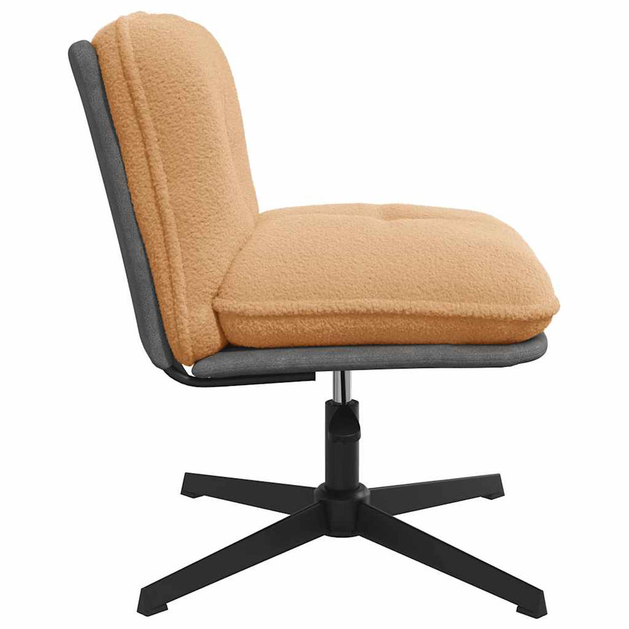 Bureaustoel beige gekrulde wolachtige stof