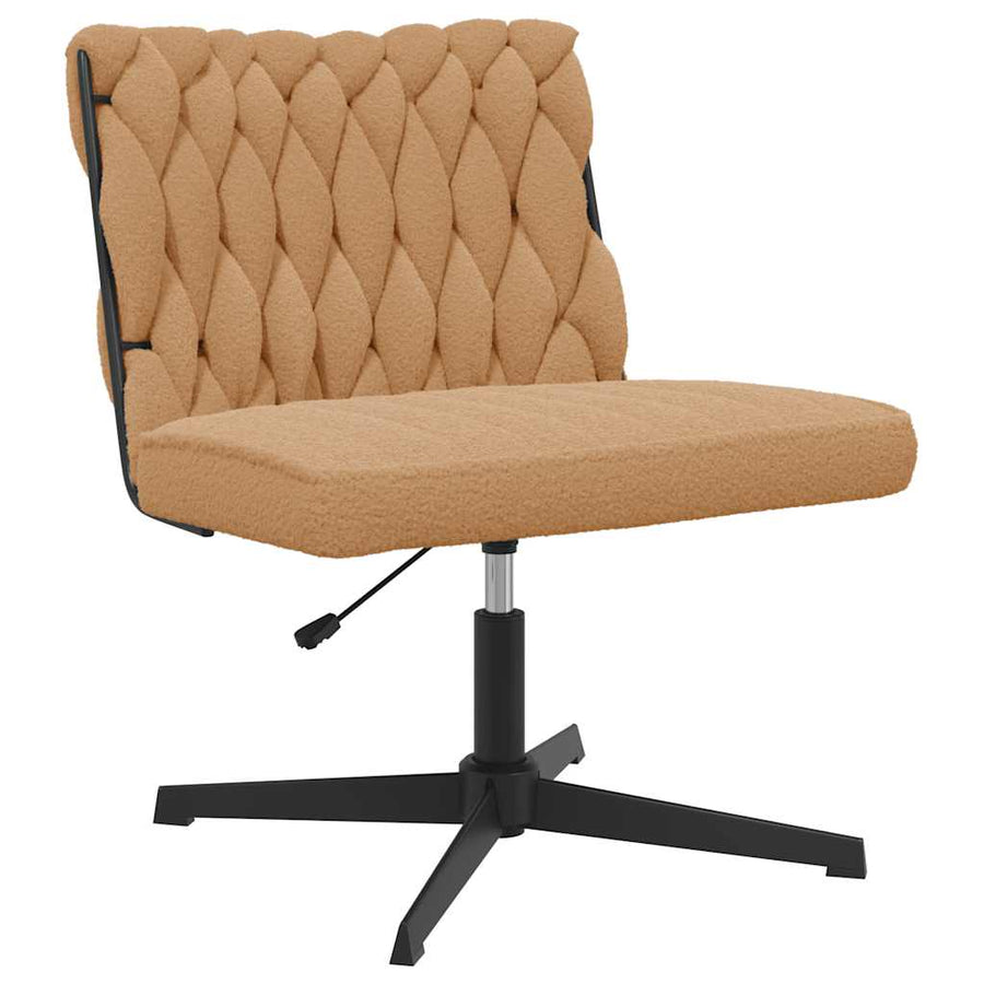 Bureaustoel beige gekrulde wolachtige stof