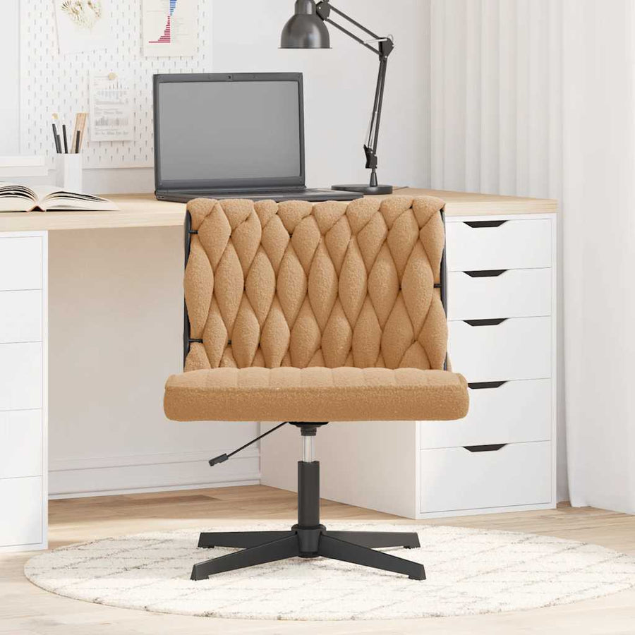 Bureaustoel beige gekrulde wolachtige stof