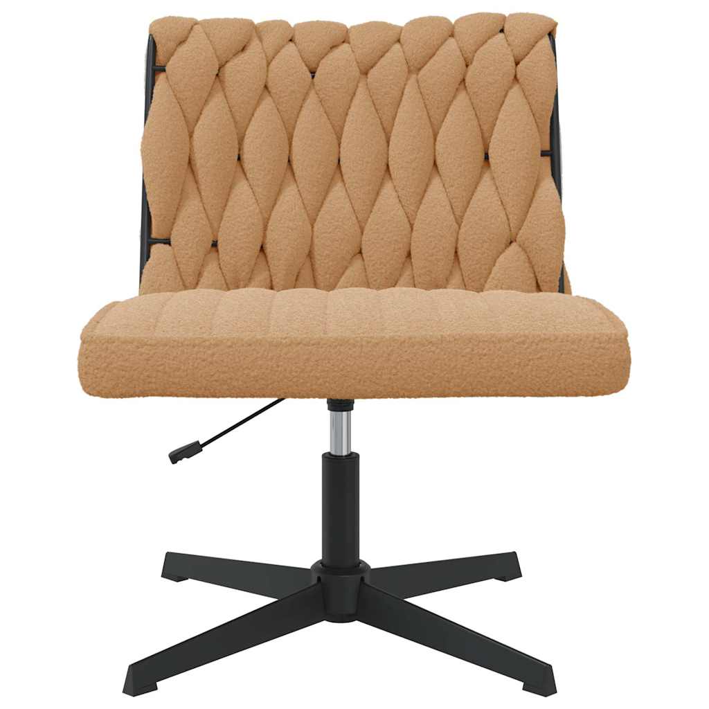 Bureaustoel beige gekrulde wolachtige stof