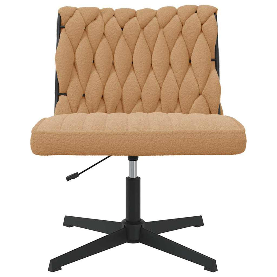 Bureaustoel beige gekrulde wolachtige stof