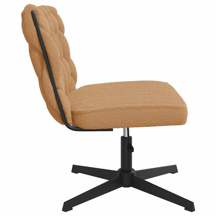 Bureaustoel beige gekrulde wolachtige stof