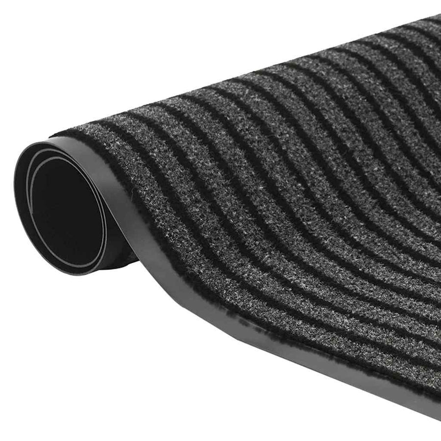 Deurmat Striped Zwart en Grijs 60 x 90 cm Polypropyleen, PVC