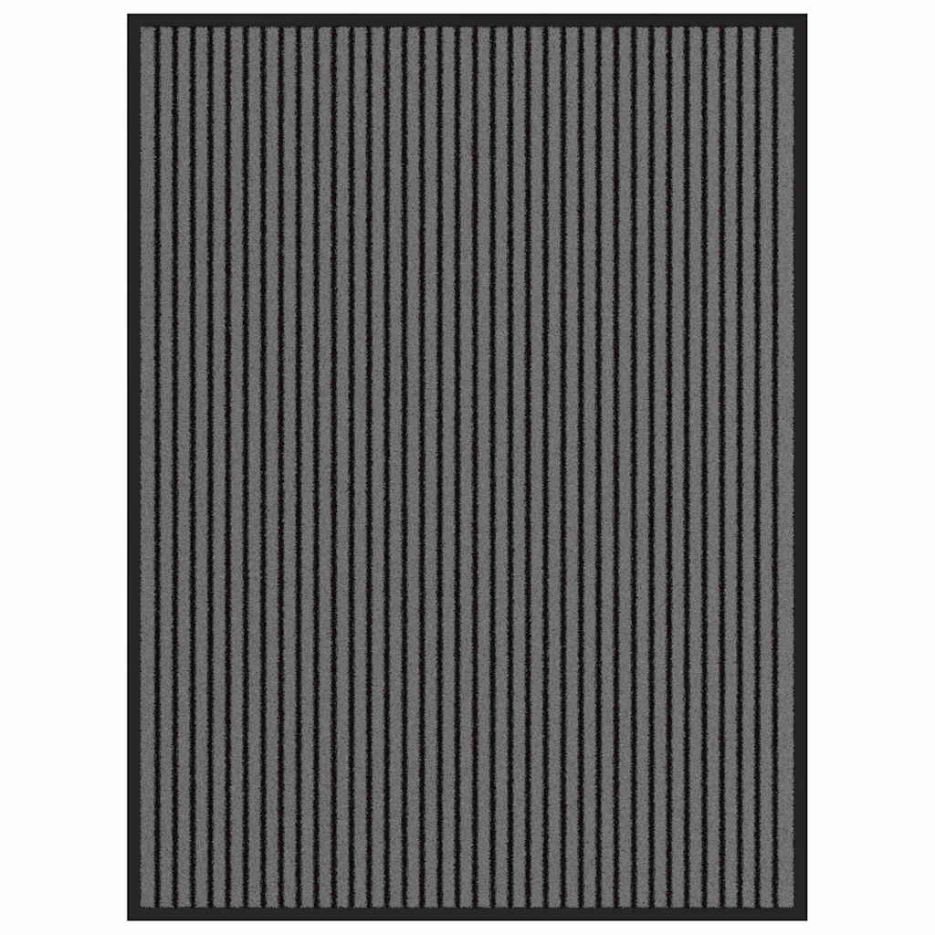 Deurmat Striped Zwart en Grijs 80 x 120 cm Polypropyleen, PVC