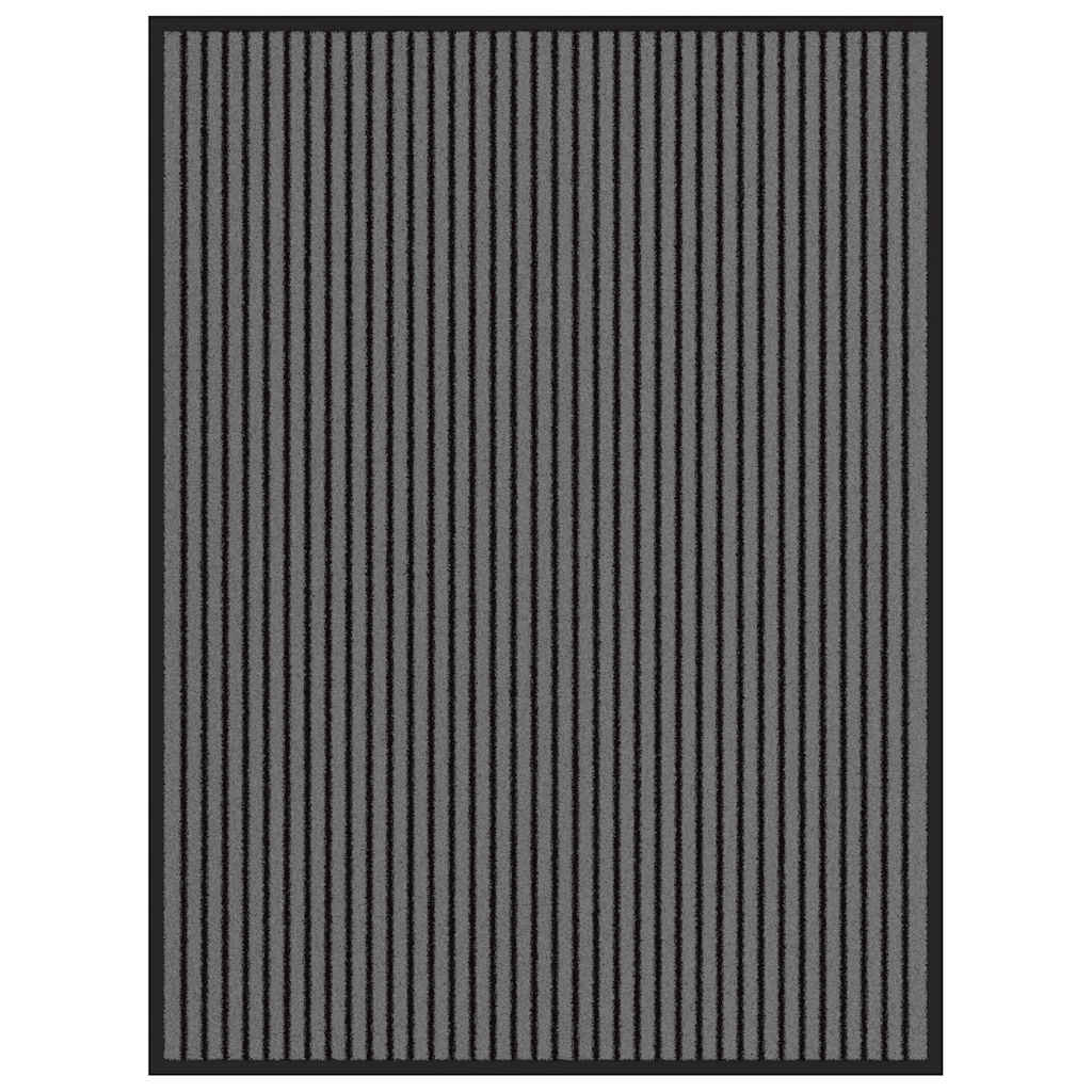 Deurmat 90x120 cm gestreept zwart en grijs