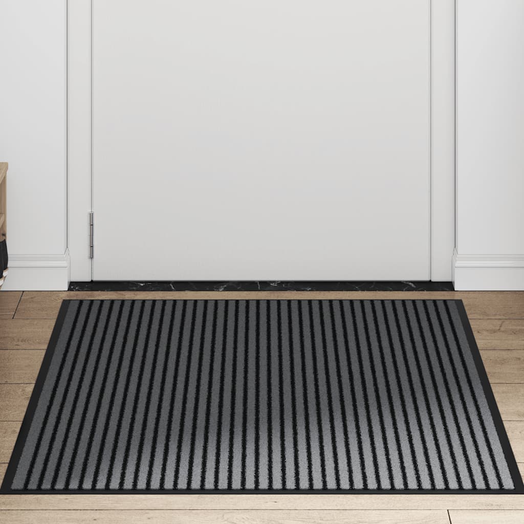 Deurmat 90x120 cm gestreept zwart en grijs