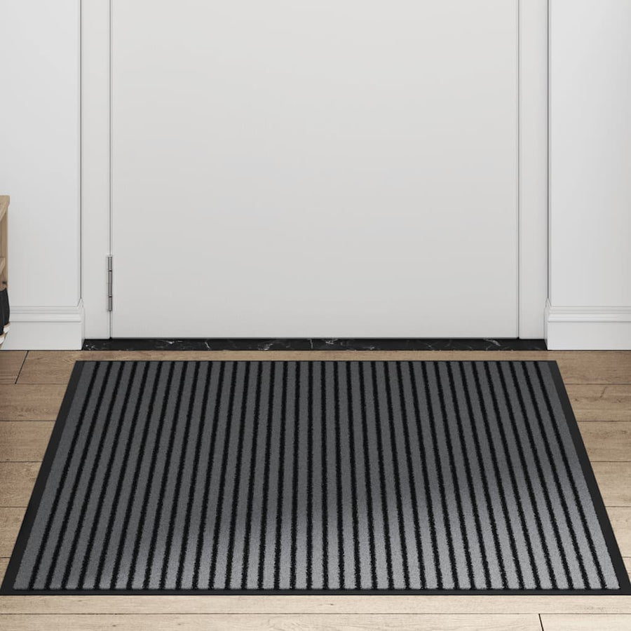Deurmat 90x120 cm gestreept zwart en grijs