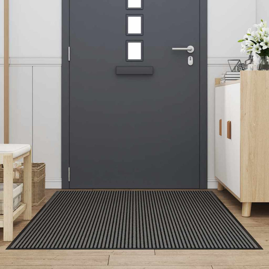 Deurmat 115x200 cm streep zwart en grijs