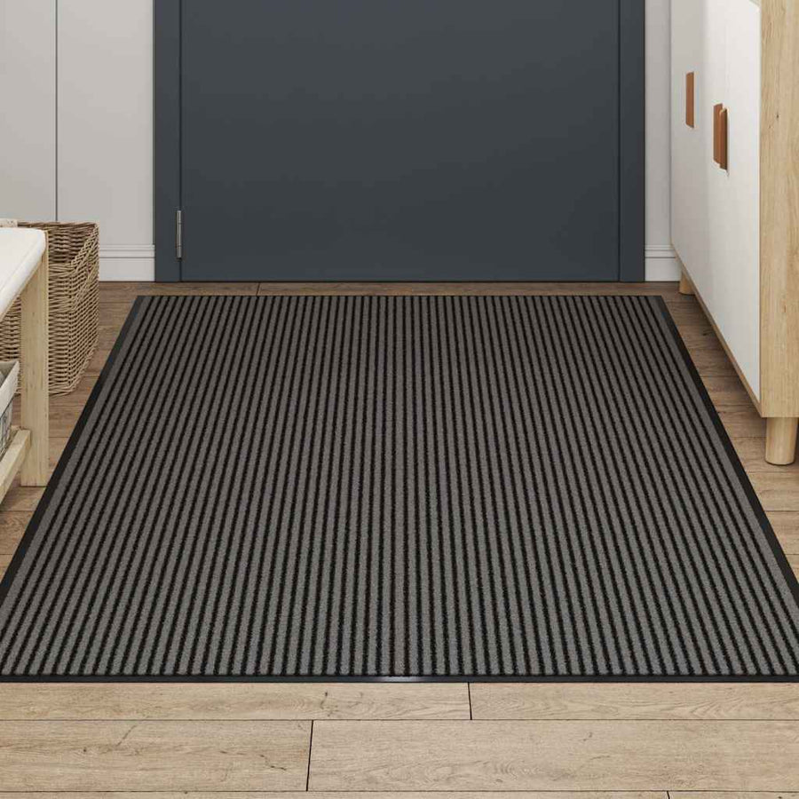 Deurmat 115x200 cm streep zwart en grijs