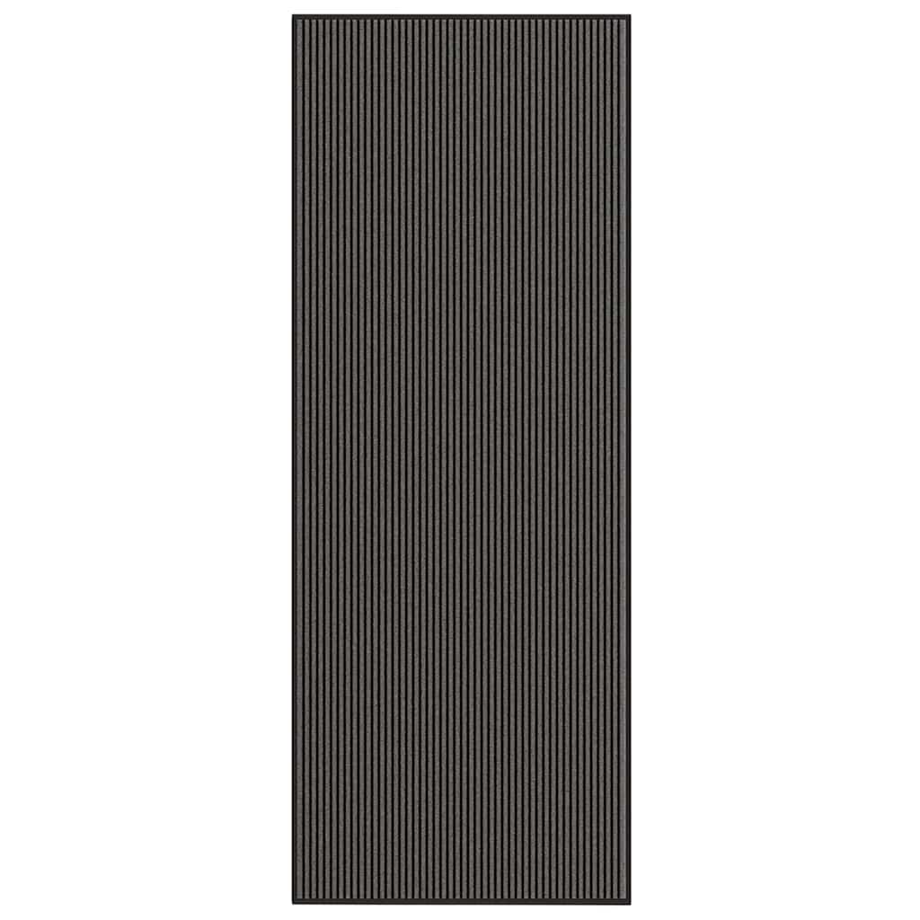 Deurmat 115x300 cm gestreept zwart en grijs