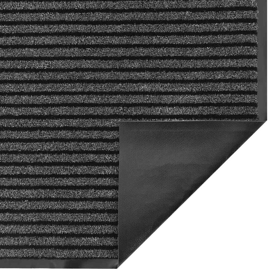 Deurmat 115x300 cm gestreept zwart en grijs
