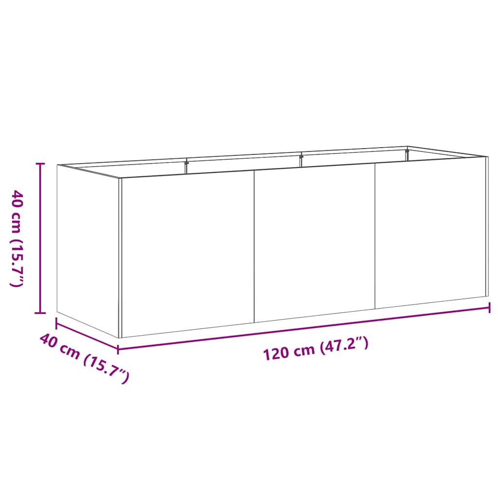 Plantenbak 120x40x40 cm koudgewalst staal antracietkleurig