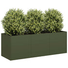 Planter 120x40x40 cm cold-rolled steel olive green