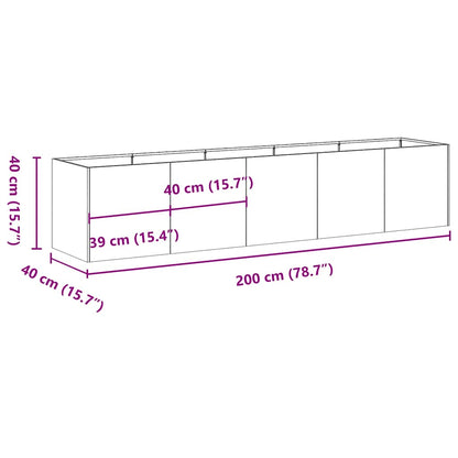 Plantenbak 200x40x40 cm koudgewalst staal zwart