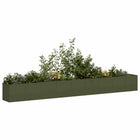 Planter 360x40x40 cm cold-rolled steel olive green
