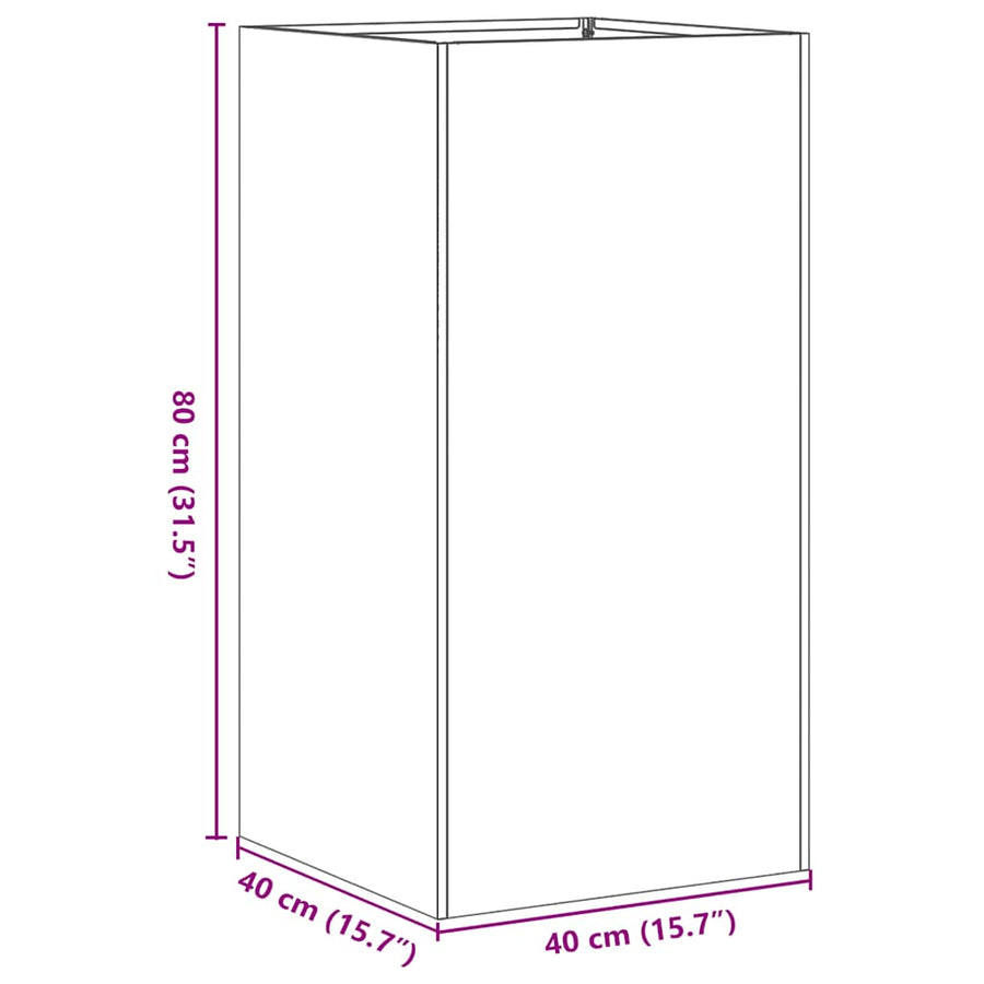Plantenbak 40x40x80 cm koudgewalst staal zwart