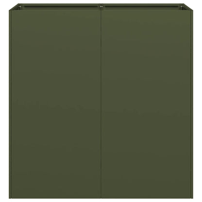 Plantenbak 40x40x80 cm koudgewalst staal olijfgroen