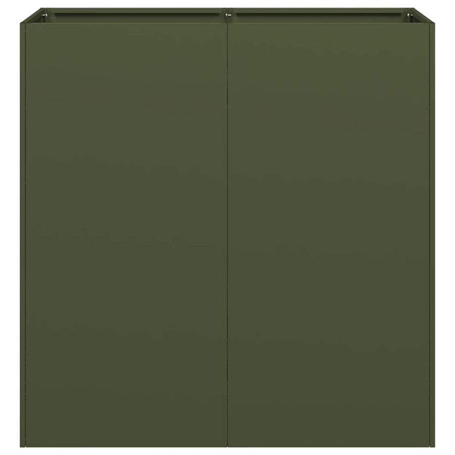 Plantenbak 40x40x80 cm koudgewalst staal olijfgroen