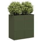 Planter 40x40x80 cm cold-rolled steel olive green