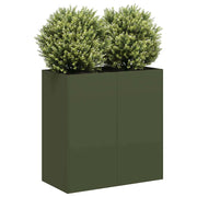 Plantenbak 40x40x80 cm koudgewalst staal olijfgroen