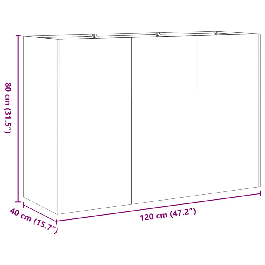 Plantenbak 120x40x80 cm koudgewalst staal zwart