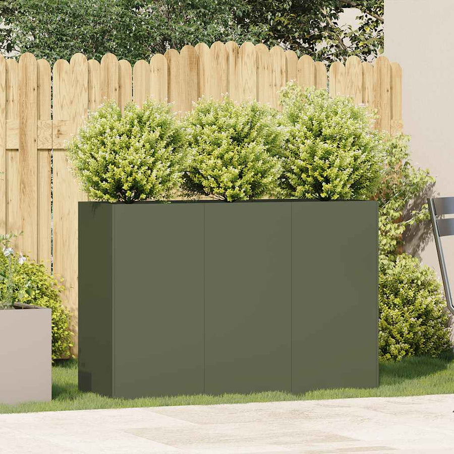 Plantenbak 120x40x80 cm koudgewalst staal olijfgroen