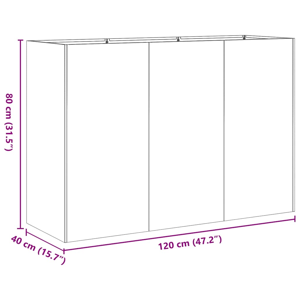 Plantenbak 120x40x80 cm koudgewalst staal olijfgroen