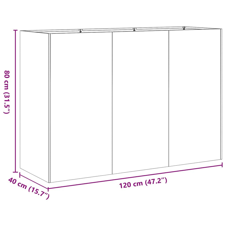Plantenbak 120x40x80 cm koudgewalst staal olijfgroen